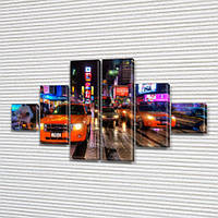 Модульная картина Транспорт в городе на ПВХ ткани, 75x130 см, (20x20-2/45х20-2/75x20-2)