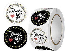 Наклейки декоративні 'Thank you'. 500 шт, 2 дизайна