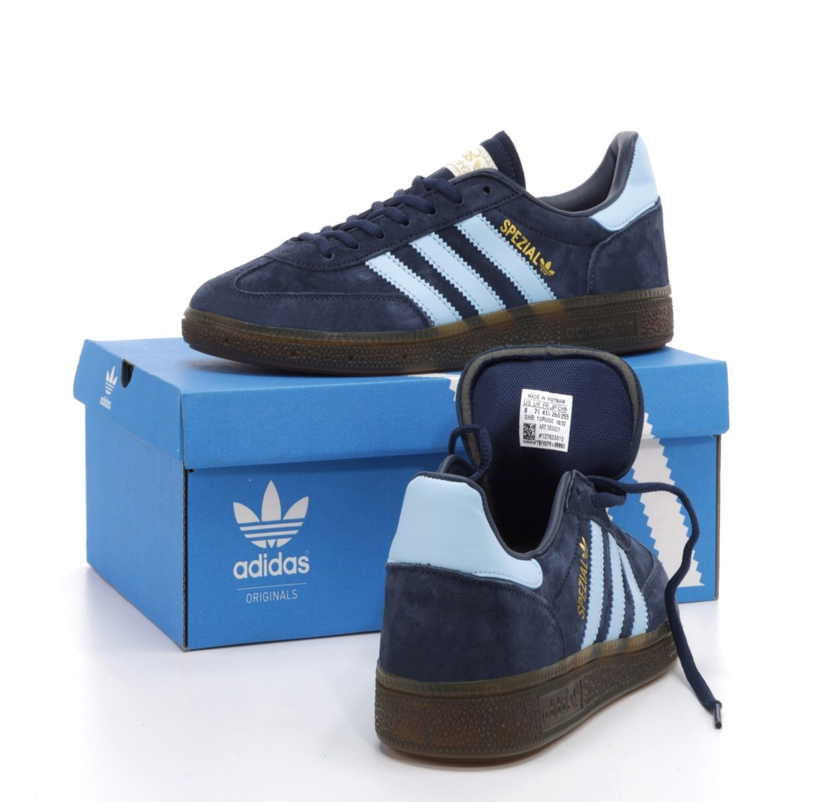 Чоловічі кросівки Adidas Handball Spezial Blue White Взуття Адідас Спеціал Спешл сині замшеві кеди низькі весна осінь повсякденні