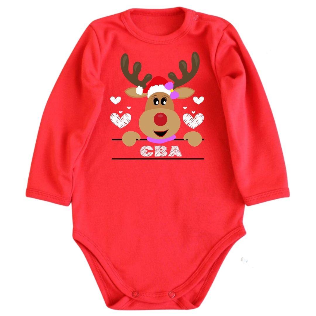 Дитяче червоне новорічне боді з ім'ям, фото 1