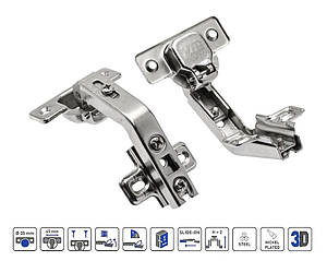 Завіса меблева кутова 135° GTV ZP-KT135H2BE без дотягу планка H=2