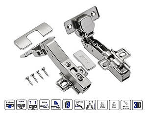 Завіса меблева кутова 45° GTV ZM-HCKT45-BE-S гідравлічна з дотягом планка H=0