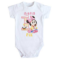 Дитяче боді з принтом Мінні Маус 1 рік з іменем 74 80 92