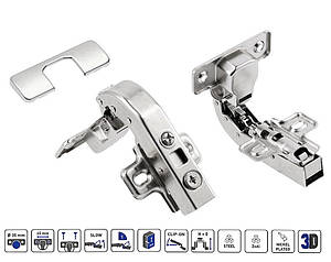 Завіса меблева кутова рівнолежна GTV ZM-HCKT90-BE-S гідравлічна з дотягом планка H=0