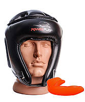 Боксерский шлем турнирный защитный PowerPlay 3045 Черный M (капа в подарок) r_1500