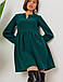 Молодіжне повсякденне плаття вільного крою з довгим рукавом, темно-зелене, фото 6