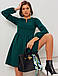 Молодіжне повсякденне плаття вільного крою з довгим рукавом, темно-зелене, фото 2