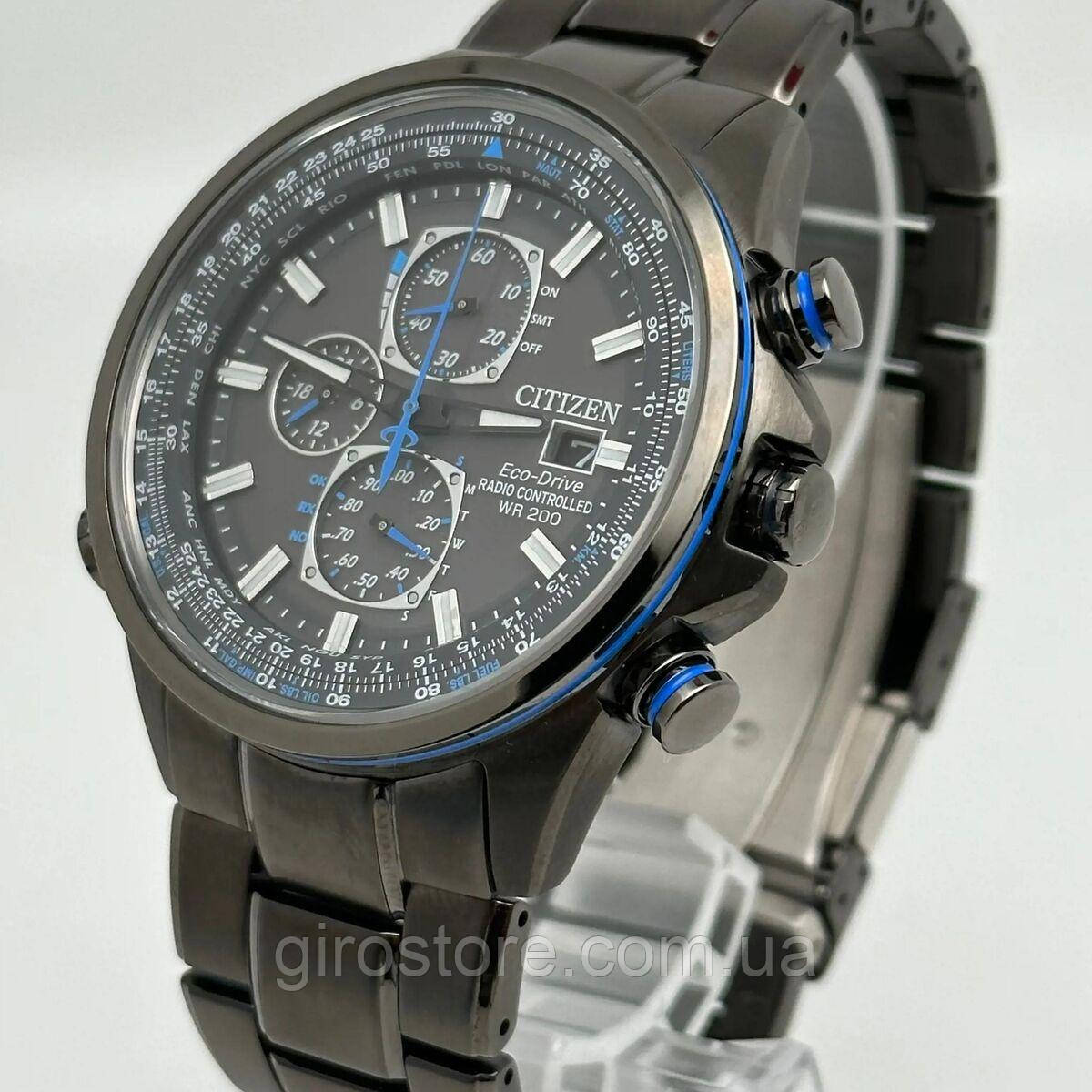 Японський годинник Citizen AT8027-55H радіосинхронізація, тривалий календар, сонячна батарея, сапфір, хронограф, фото 1