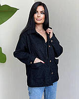 Женский модный теплый пиджак из ткани букле-барашек размеры 42-52
