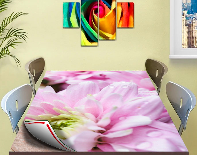Покрытие для стола, мягкое стекло с фотопринтом, Розовый цветок 60 х 120 см (1,2 мм) - фото 1 - id-p2067496302