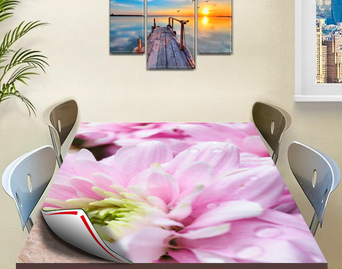 Покрытие для стола, мягкое стекло с фотопринтом, Розовый цветок 60 х 120 см (1,2 мм) - фото 6 - id-p2067496302