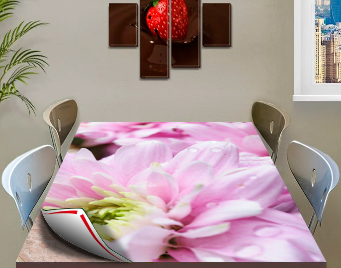 Покрытие для стола, мягкое стекло с фотопринтом, Розовый цветок 90 х 120 см (1,2 мм) - фото 3 - id-p2067496305