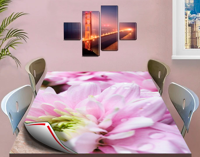 Покрытие для стола, мягкое стекло с фотопринтом, Розовый цветок 90 х 120 см (1,2 мм) - фото 6 - id-p2067496305