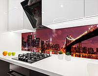 Кухонная плитка на кухонный фартук мосты вечерние, с двухсторонним скотчем 62 х 205 см, 1,2 мм
