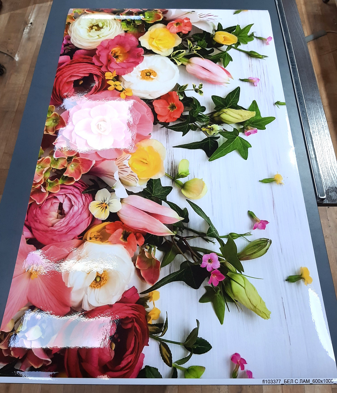 Покрытие для стола, мягкое стекло с фотопринтом, Цветы 60 х 120 см (1,2 мм) - фото 2 - id-p2067469196