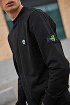 Демісезонний чоловічий спортивний костюм світшот і штани Stone Island Black Чоловічий комплект чорний патчі, фото 3