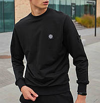 Демісезонний чоловічий спортивний костюм світшот і штани Stone Island Black Чоловічий комплект чорний патчі, фото 6