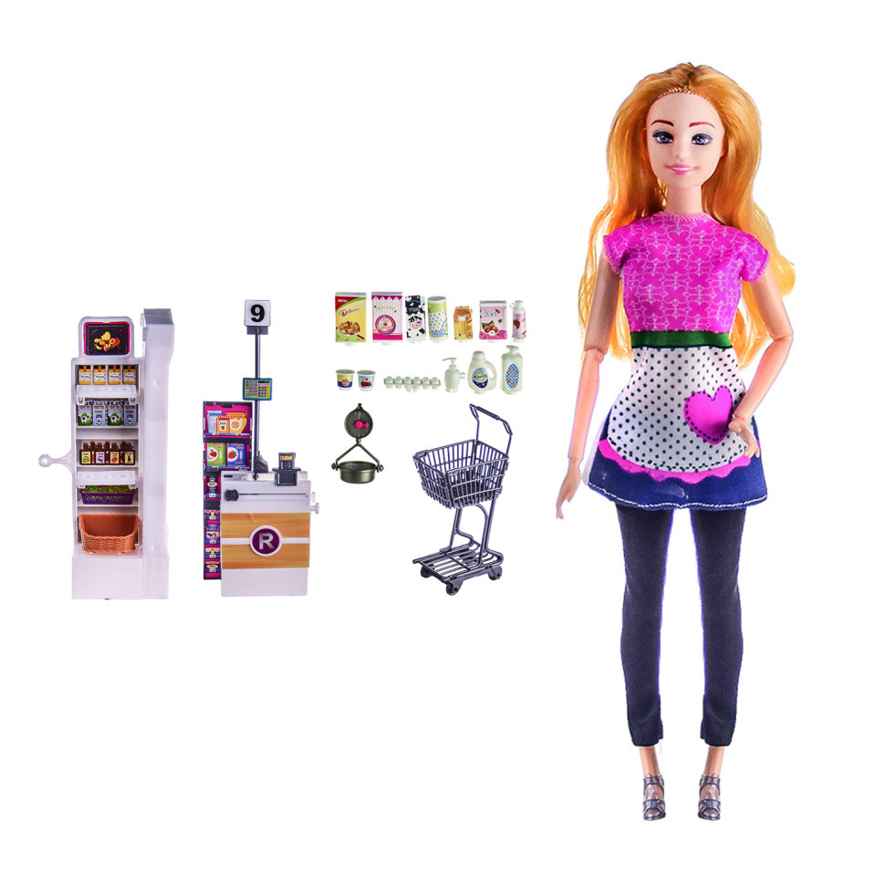Кукла типа Барби Bambi KQ113A с тележкой и продуктами (Белый) melmil