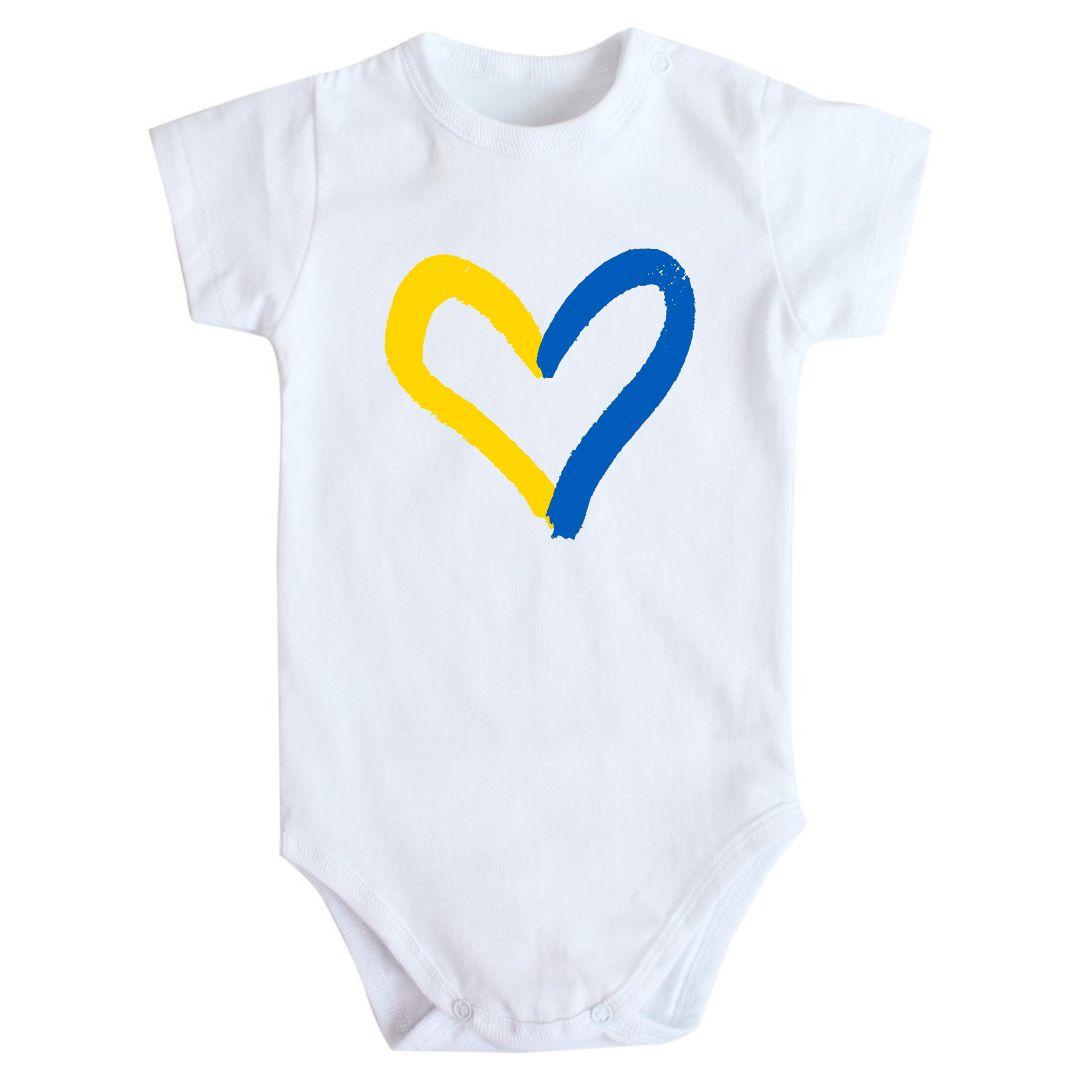 Дитячий боді з принтом - Серденько патріотичне, фото 1