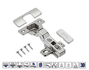 Завіса меблева напівнакладна GTV ZM-ECHC08BEO PRESTIGE гідравлічна з дотягом планка H=0