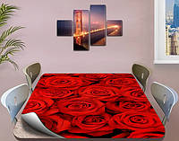 Покрытие для стола, мягкое стекло с фотопринтом, Розы 60 х 100 см (1,2 мм)