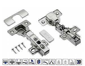 Завіса меблева накладна GTV ZM-ECHC09BEO PRESTIGE гідравлічна з дотягом планка H=0