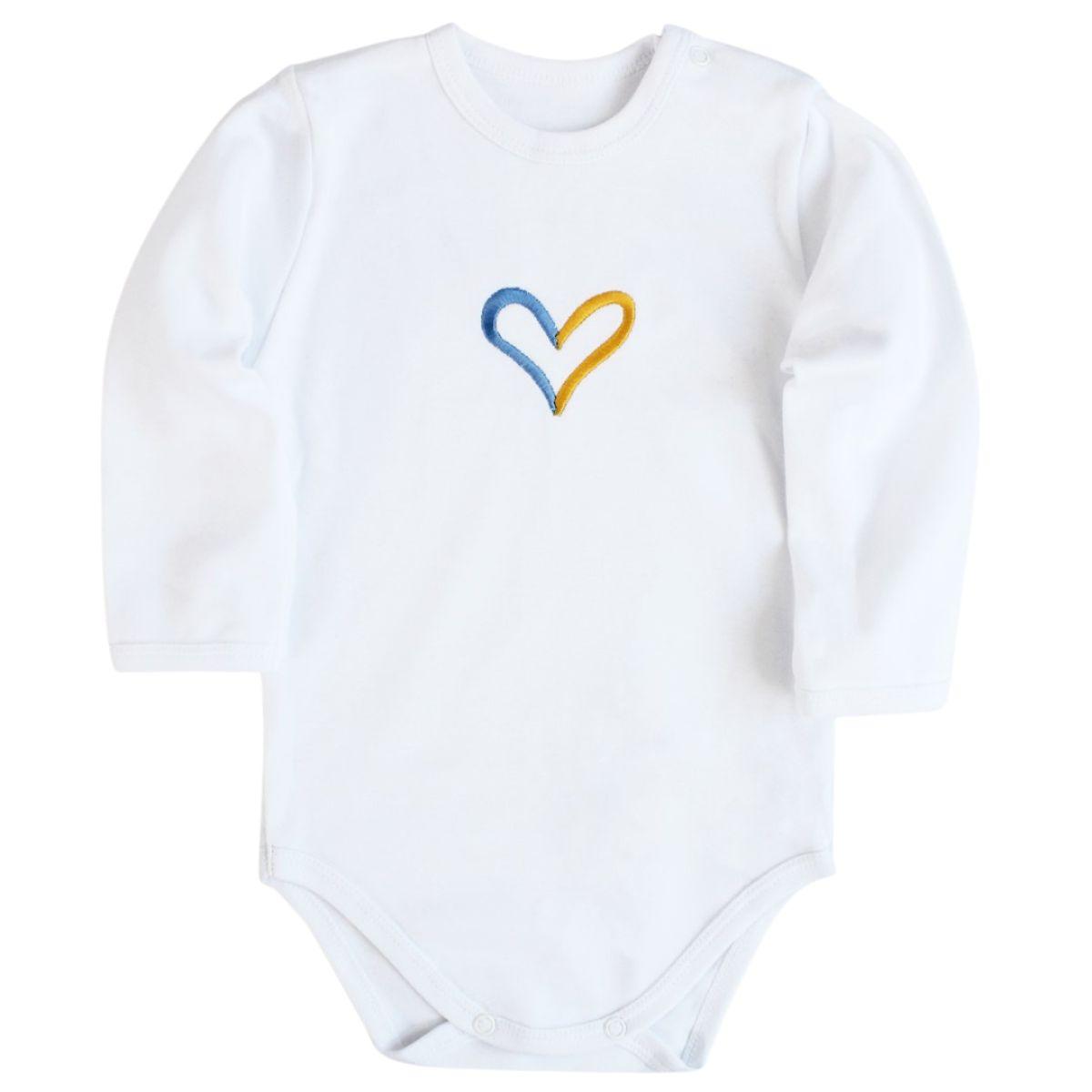 Дитяче патріотичне боді біле з вишитим сердечком, фото 1