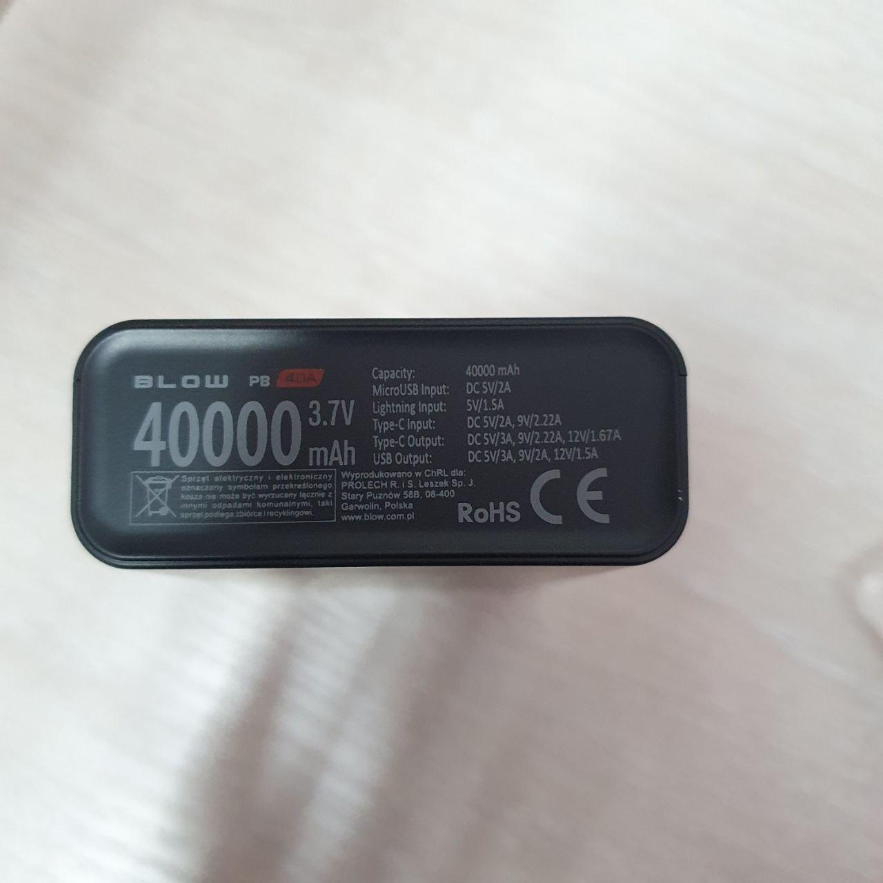 Потужний Павер банк із швидкою зарядкою 2xUSB QC Blow power bank 40000 Повербанки пауербанк