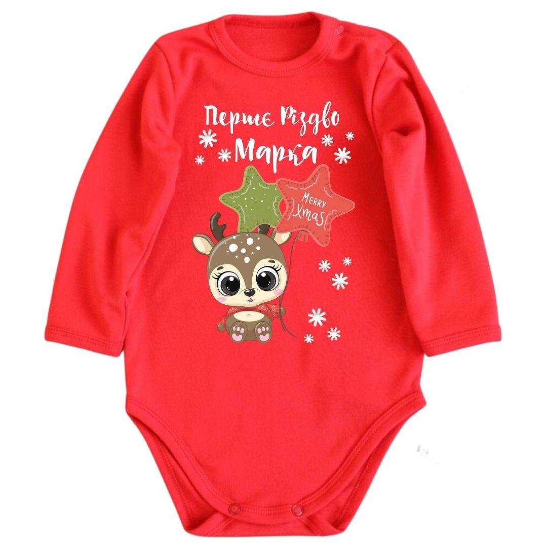 Дитяче червоне боді - Перше Різдво з ім'ям, фото 1