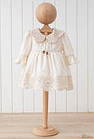 Платье бежевого цвета с кружевом для девочки (86 см.) MYMIO baby