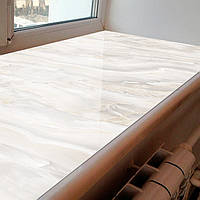 Покрытие для подоконника, мягкое стекло с фотопечатью под мрамор 35х100 см