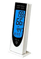 Термометр з гігрометром HTC-8 (з годинником, будильником та календарем, з підсвічуванням дисплея), фото 2