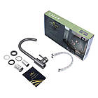 Глибока раковина в кухню Kroner 7849RHM права Графіт і кран змішувач у наборі, мийки для кухні з кранами, фото 10