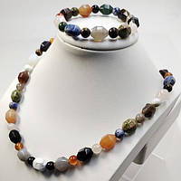 Бусы микс натуральных камней 14х10 мм 46 см бусины с огранкой