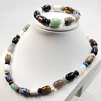 Буси мікс натуральних каменів 14х10 мм 46 см