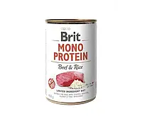 Вологий корм Brit Mono Protein Dog 400г з яловичиною та темним рисом для собак