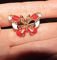 Красная ажурная брошь бабочка, 5536
