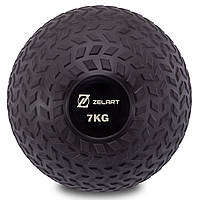 Мяч медицинский слэмбол для кроссфита рифленый Zelart Slam Ball Fit 7474-7 вес 7кг Black