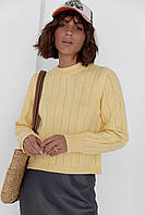 Жіночий в'язаний джемпер у широкий рубчик — жовтий колір, L