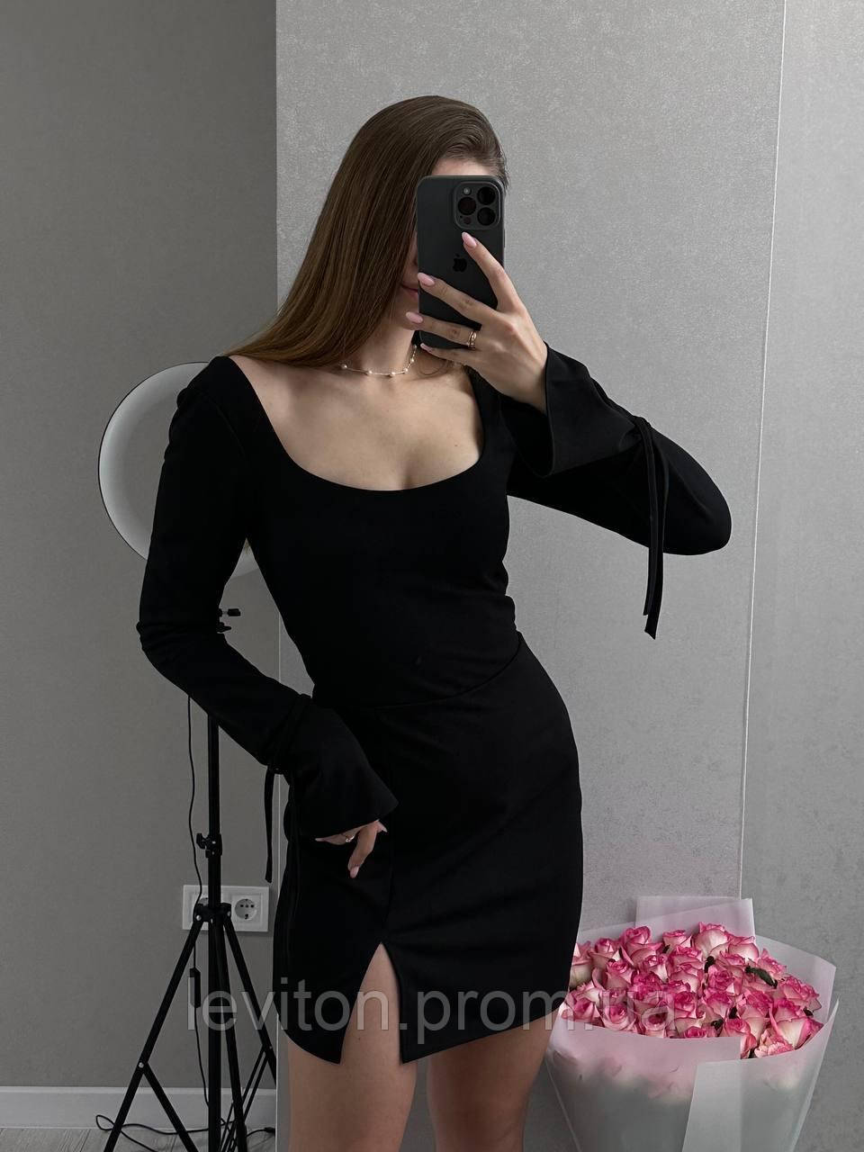 Жіноче чорне коротке міні плаття сукня