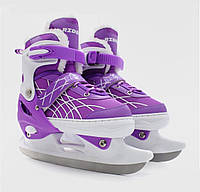 Коньки раздвижные ледовые Zelart Dingxing Sport 023 размер 35-38 Purple-White