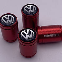 Защитные металлические колпачки на ниппель красные моторспорт подарочный набор VW фольцваген Volkswagen