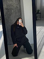 Женский теплый удобный прогулочный спортивный костюм Woogee толстовка оверсайз и штаны трехнитка на флисе