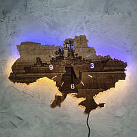 Дерев`янний настінний годинник з підсвіткою''Російський військовий корабель, іди нах*й"