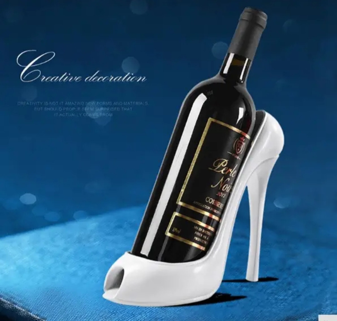 Креативна підставка тримач для вина у вигляді туфлі на високих підборах RESTEQ, білий - фото 2 - id-p2067698693