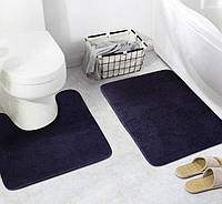 Набор ковриков для ванной и туалета YourFind Smooth PREMIUM эффект памяти антискользящ 2шт 80х50, 50х40 Черный