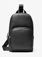 Черный кожаный рюкзак слинг для мужчин Michael Kors Cooper Pebbled Leather Sling Pack