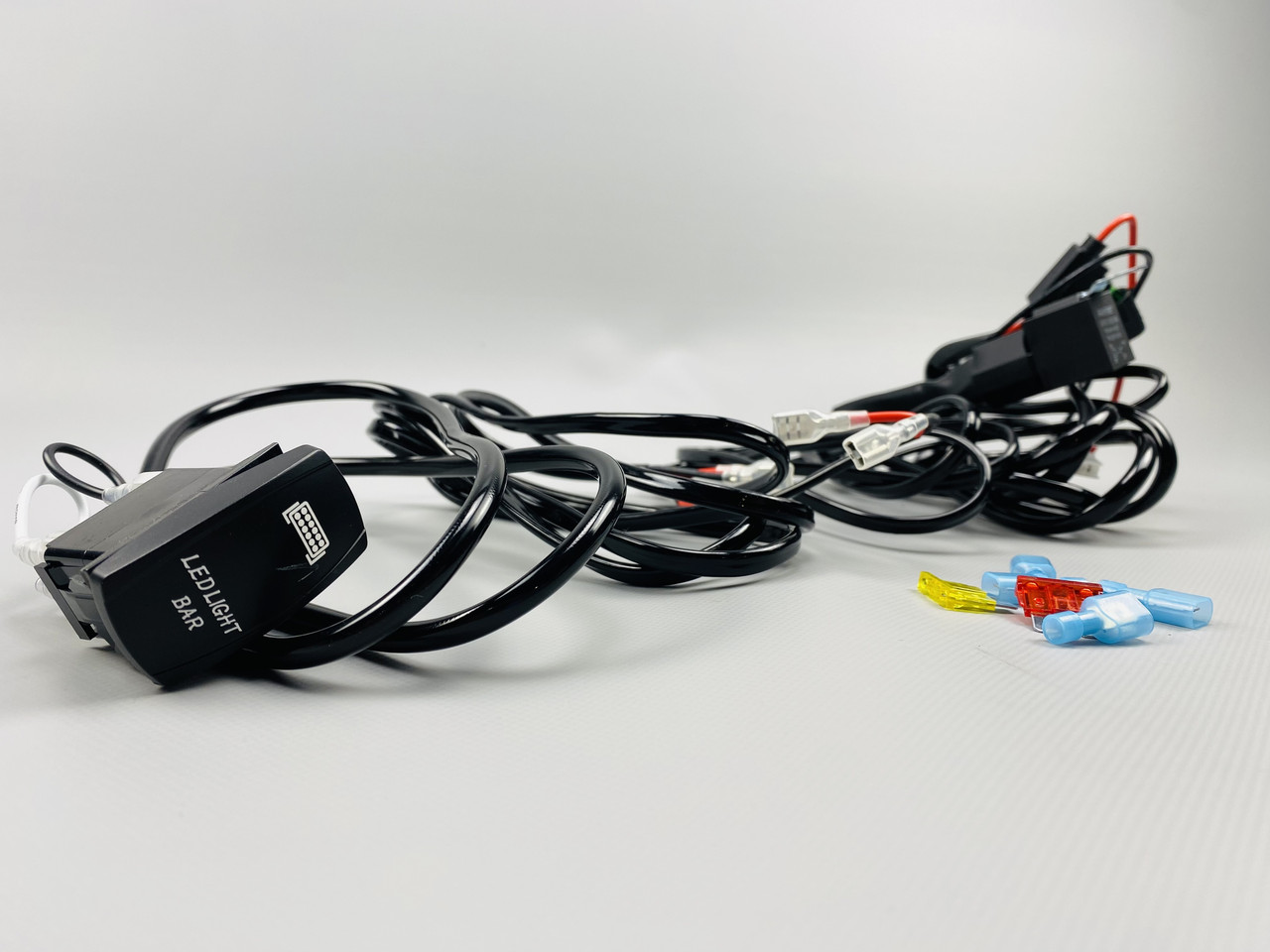 Проводка для будь-яких led фар і led bar в зборі 0-30A 3 м кабель перемикач/реле запобіжники, фото 1