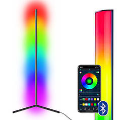 Торшер підлоговий Rgb, кутовий підлоговий світильник, Led-лампа підлогова 140 см чорний, Bluetooth керуванням