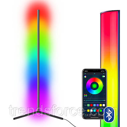 Торшер підлоговий Rgb, кутовий підлоговий світильник, Led-лампа підлогова 140 см чорний, Bluetooth керуванням, фото 1